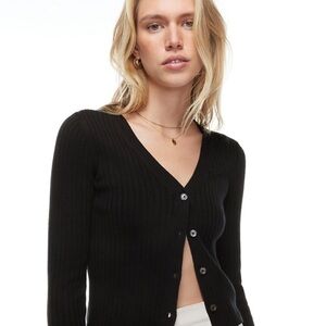 Wilfred Aritzia Ribbed Black Cardigan Size Large